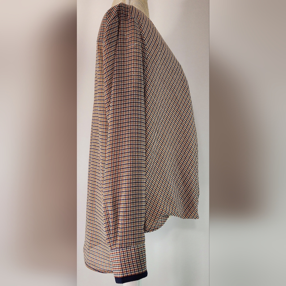 Dkny V-Neck Houndstooth Pattern Asymmetrical Blou… - image 4